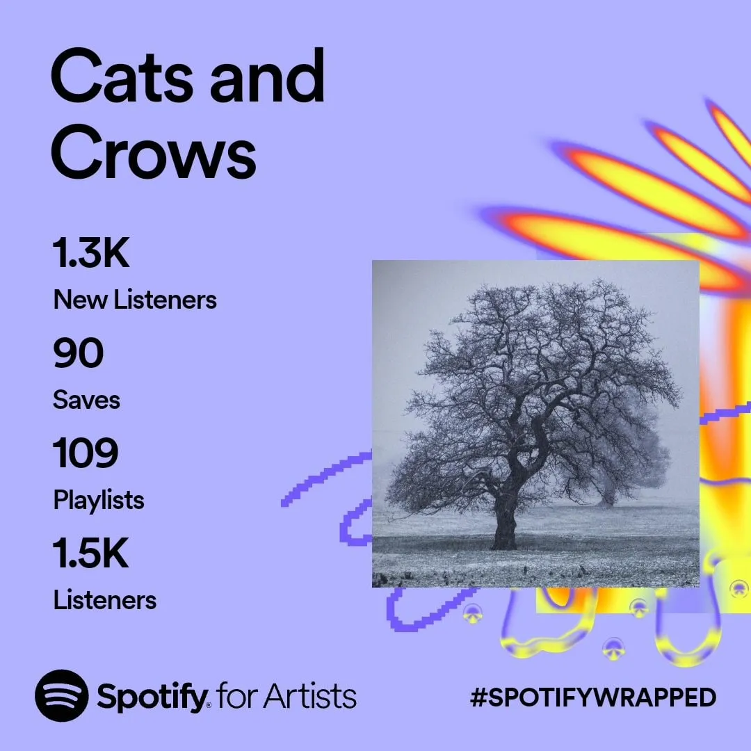 Cats and Crows Spotify Wrapped 2023 summary card.